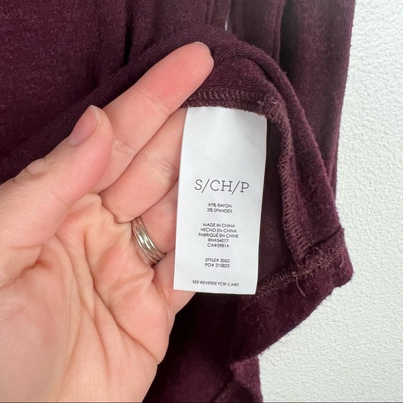 CAbi Long Sleeve Pamper Me Tee Maroon Sz S - Picture 8 of 8